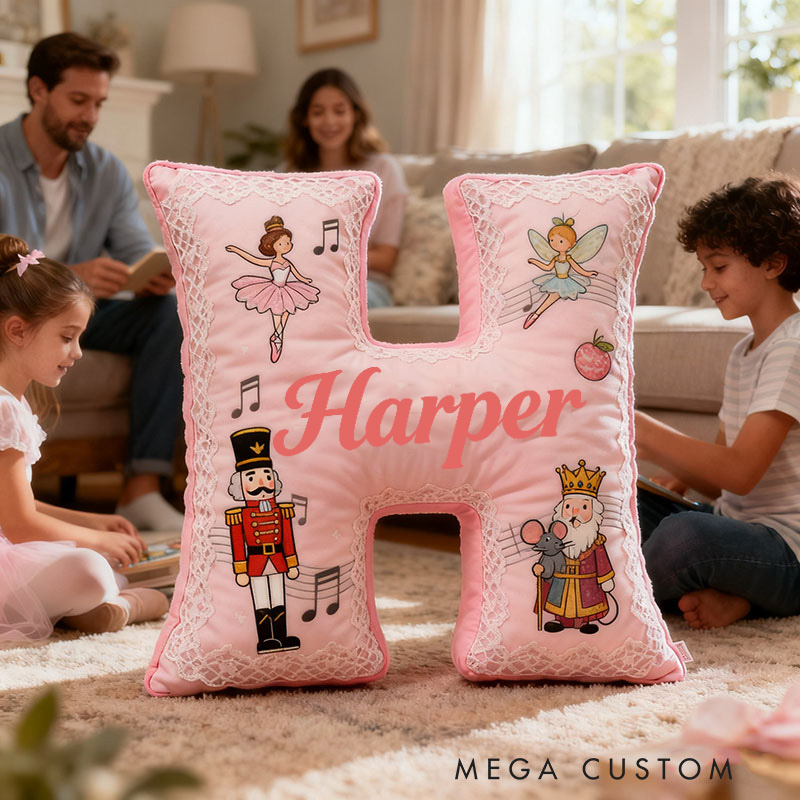 Personalized Graphic 3D Print Nutcracker Ballet Dance Pillow With Your Own Name Soft Stuffed Toy for Kids Unique Decorative Cushion for Girls' Room