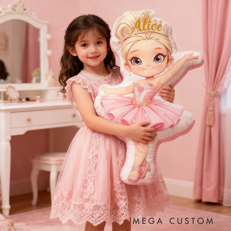 Personalized Ballet Dancers Pillow with Your Own Name Soft Stuffed Toy for Kids Unique Decorative Cushion for Girls' Room and Dance Studio