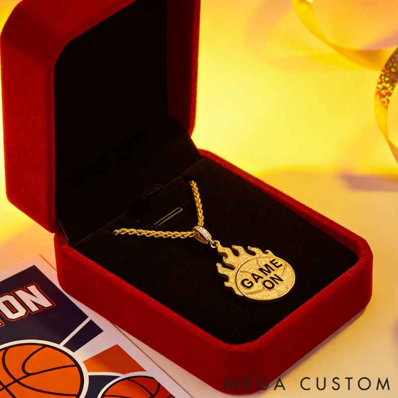 Custom Basketball Pendant Necklace – Personalized Text on Basketball Design for Basketball Enthusiasts