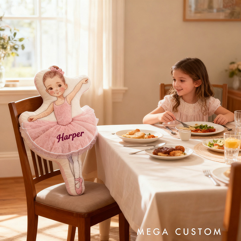 Personalized Ballet Girls Pillow with Your Name Soft Stuffed Toy for Kids Unique Decorative Cushion for Girls' Room