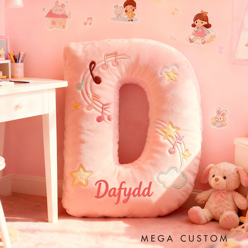 Personalized Graphic 3D Print Colorful Notes Pillow with Your Own Name Soft Stuffed Toy for Kids Music Lovers Decorative Cushion for Girls' Room and Music Room
