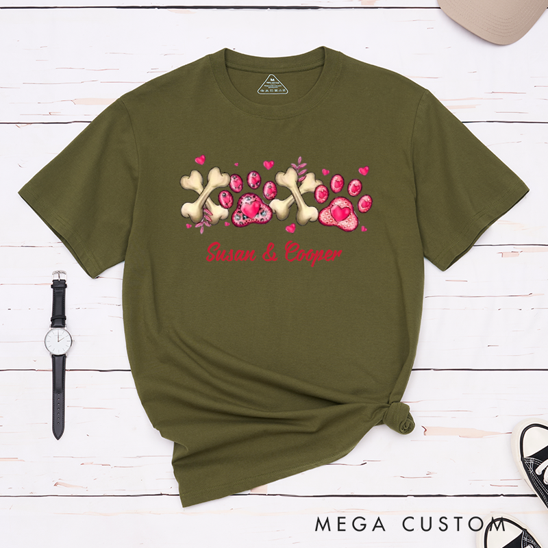 Personalized Pet Lover Valentine Pet Paw T-Shirt