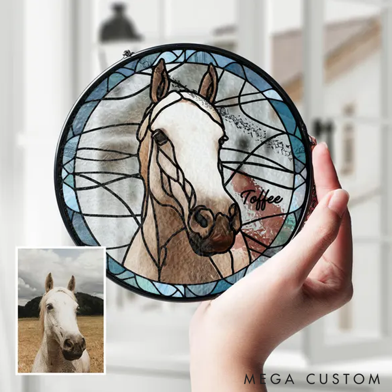 Personalized Pet Lover Custom Pet Portrait from Photo Sun Catcher