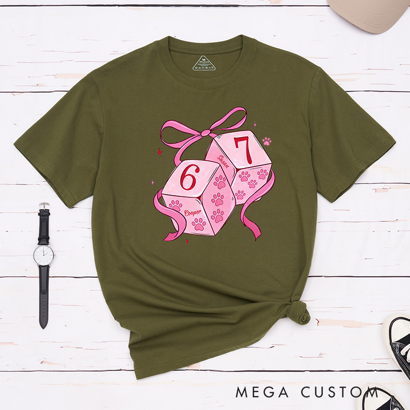 Personalized Pet Lover Funny Paw Six Seven Valentine T-Shirt