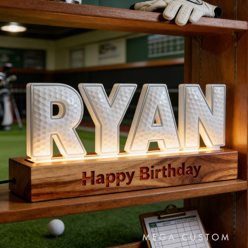 Personalized Elegant Golf LED Night Light Custom Name and Message Perfect Holiday Gift for Golf Enthusiasts