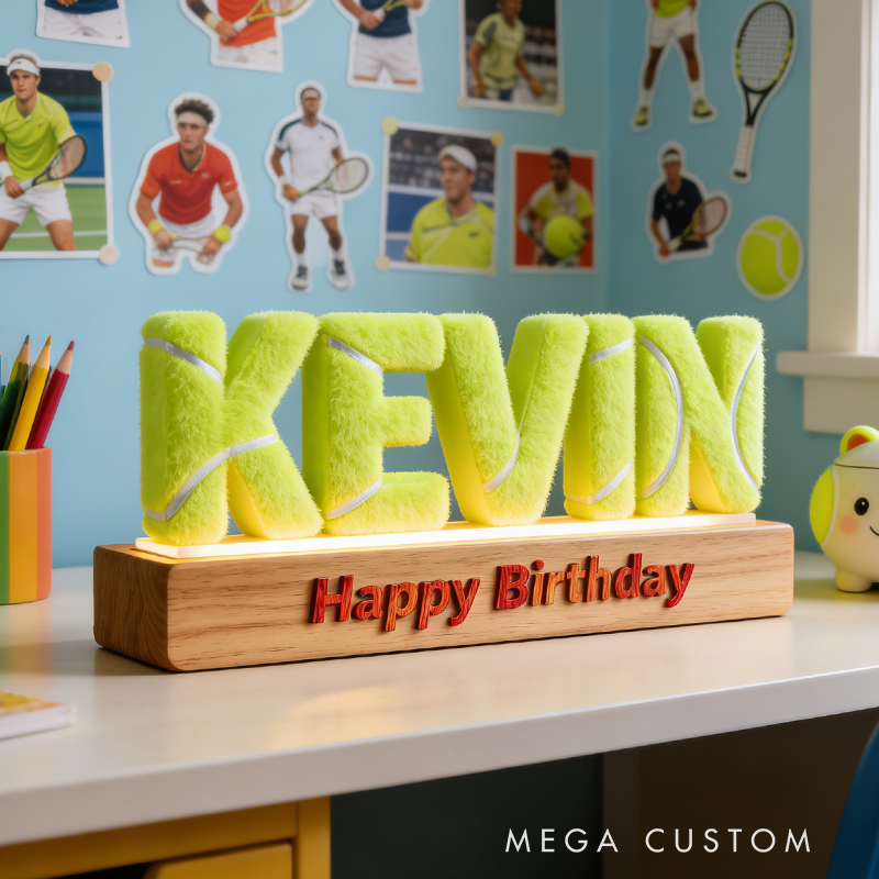 Personalized Classic Tennis LED Night Light Custom Name Quote Perfect Holiday Gift for Tennis Fans