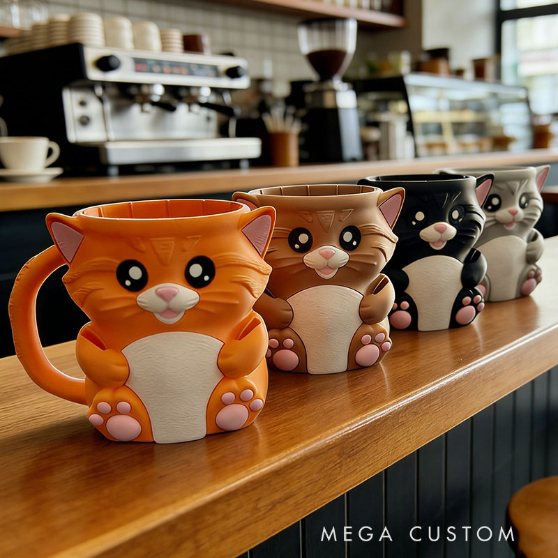 Cat Ice Cream Pint Holder 3D Printed with Spoon Slots & Snack Drawer 16oz Gift for Cat Lovers