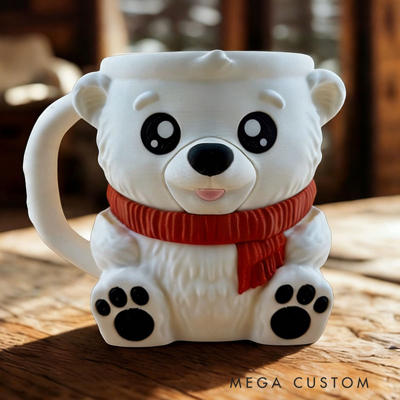 Polar Bear Ice Cream Pint Holder 3D Printed with Spoon Slots & Snack Drawer