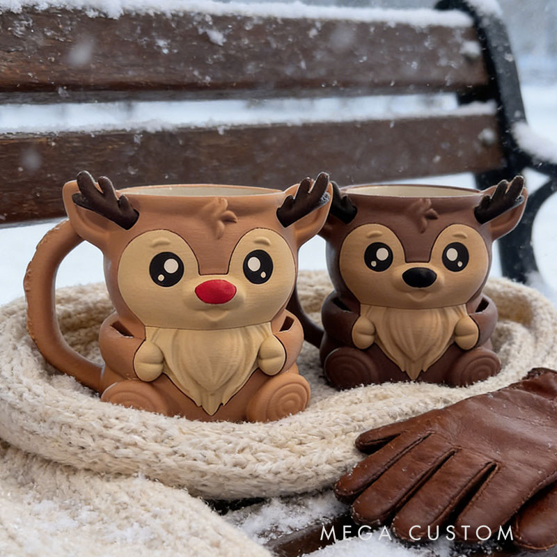 Reindeer Ice Cream Pint Holder 3D Printed with Spoon Slots & Snack Drawer