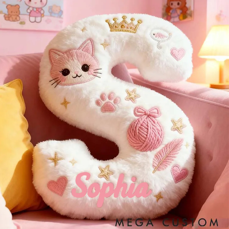 Personalized Cat Lover Funny Pink Cats Letter Pillow Graphic 3D Print Pillow