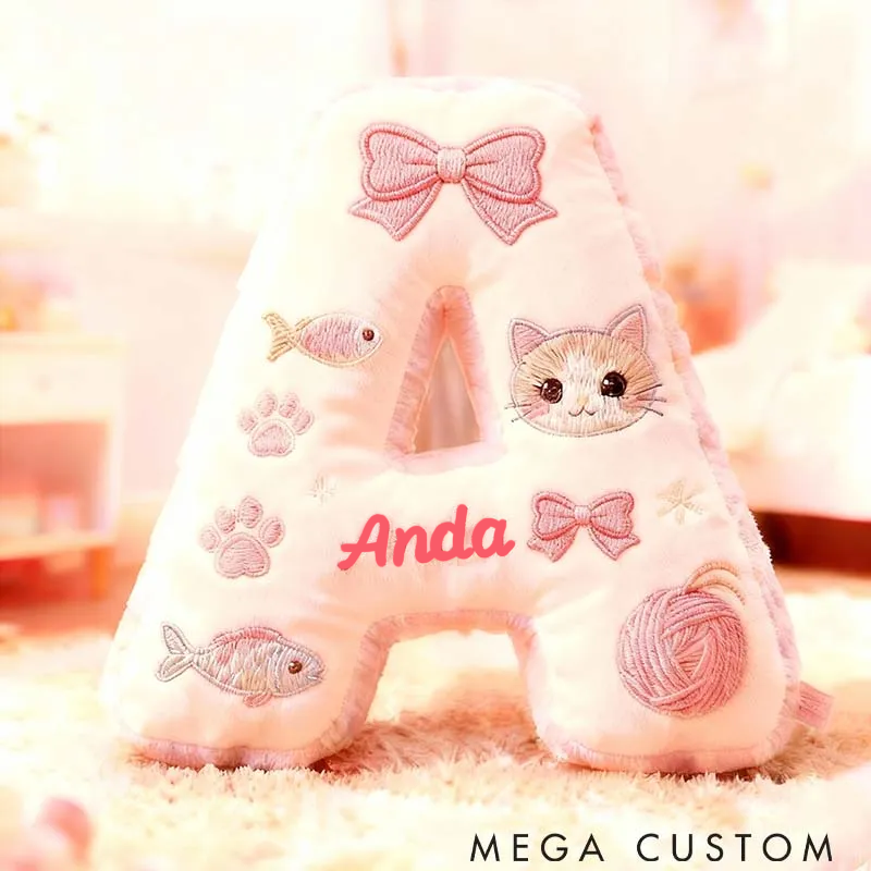 Personalized Cat Lover Cat Planet Letter Pillow Graphic 3D Print Pillow