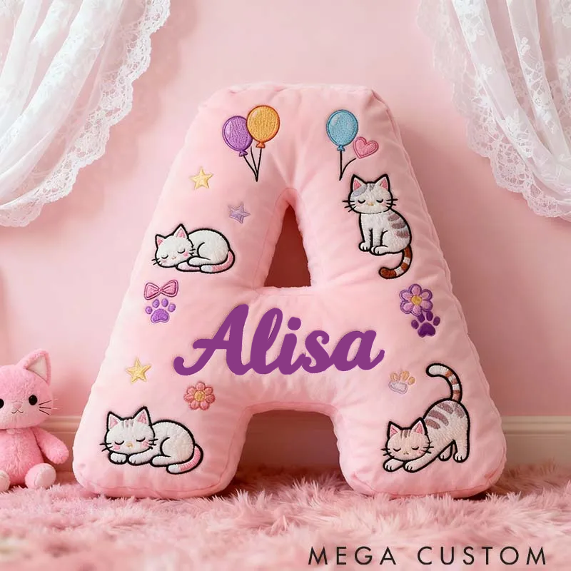Personalized Cat Lover Magic Cat Letter Pillow Graphic 3D Print Pillow