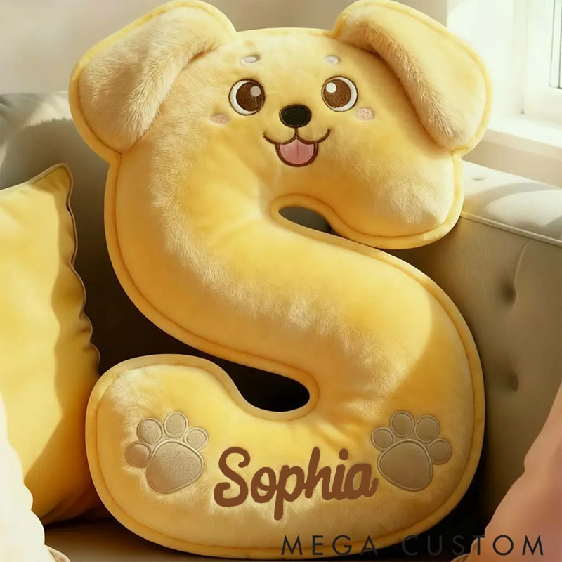 Personalized Dog Lover Cute Golden Retriever Letter Pillow Graphic 3D Print Pillow