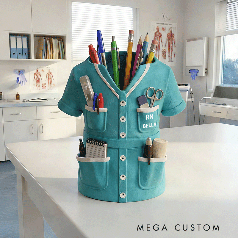 Personalized Nurse Pencil Holder Custom Name Medical Desk Organizer 3D Printed Gift for Nurses and Med Students