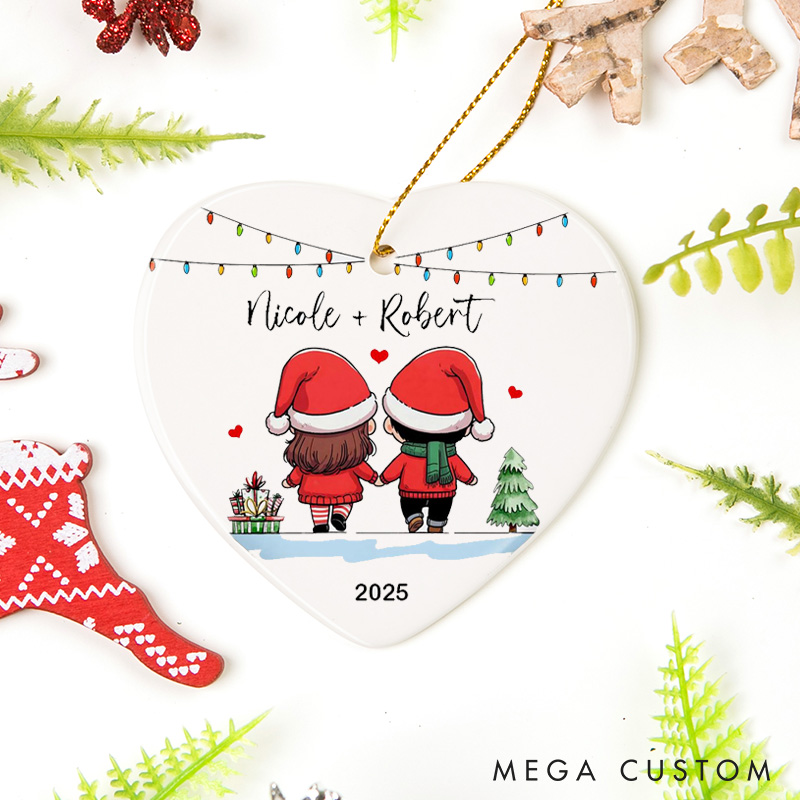 Personalized Couple Christmas Ornament Mr and Mrs Chritmas Ceramics Heart Shape Ornament Christmas Gift For Him Her