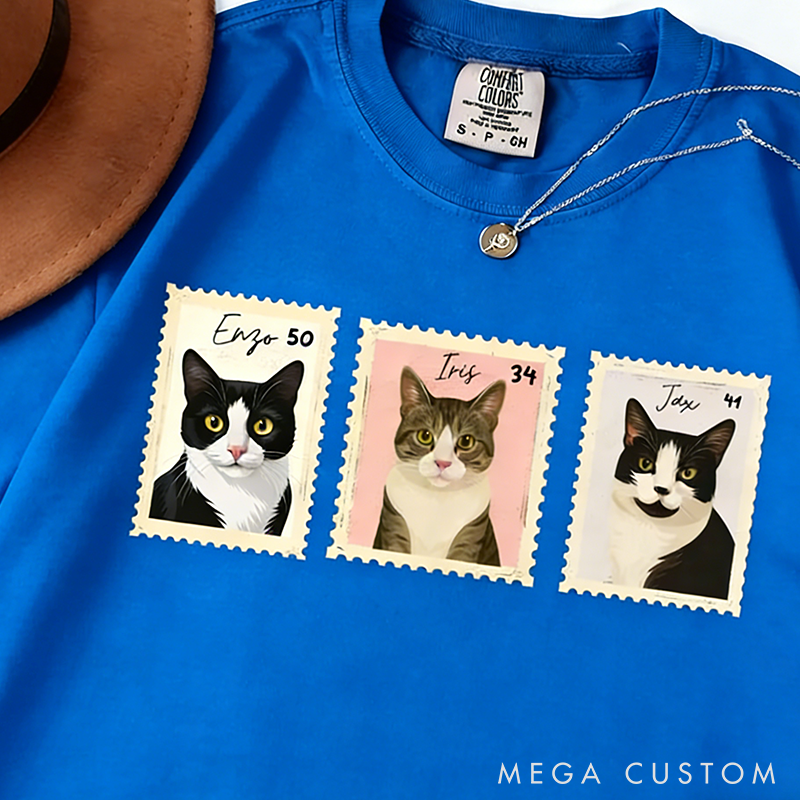 Personalized Pet Lover Custom Pet Portrait Stamp T-Shirt