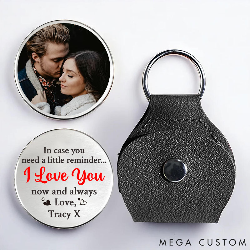 Personalized Leather Pocket Hug with Photo Custom Photo In Case You Need A Little Reminder for Husband Wife Valentine's Gift