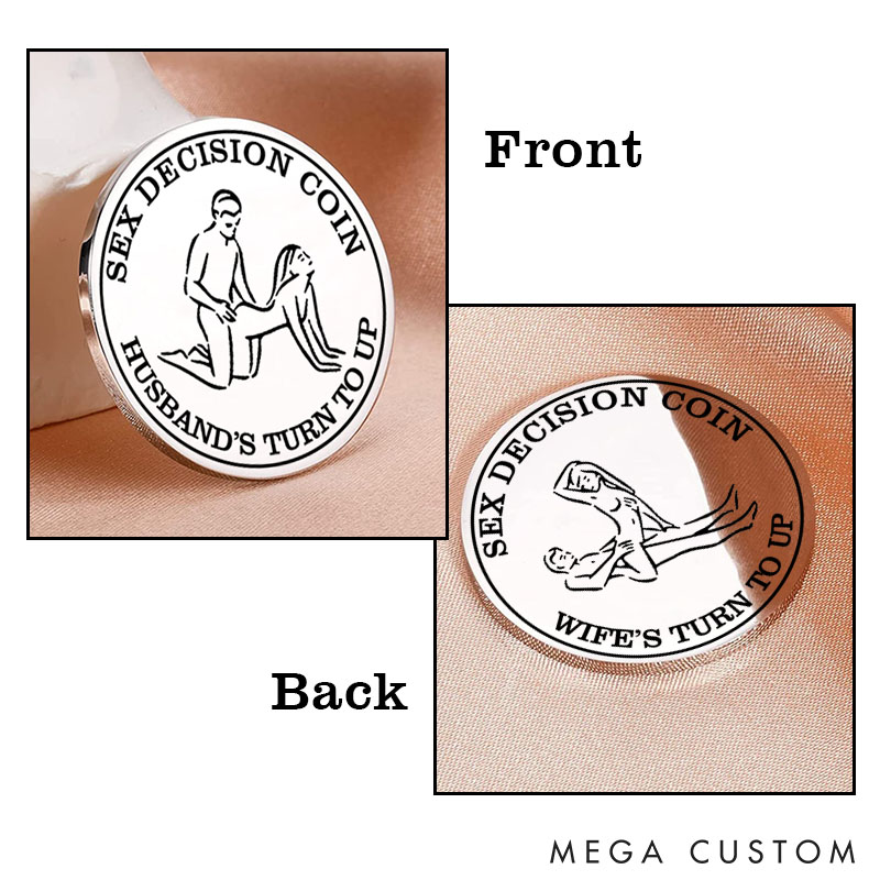 Personalized Couples Sex Decision Coin Keychain Custom Naughty Decision Coin with Leather Keychain Pocket Hug Gift