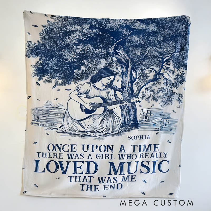 Personalized Guitar Girl Soft Throw Blanket with Name Perfect for Her Guitar Lovers Music Enthusiasts Birthday Anniversary Performance Gifts