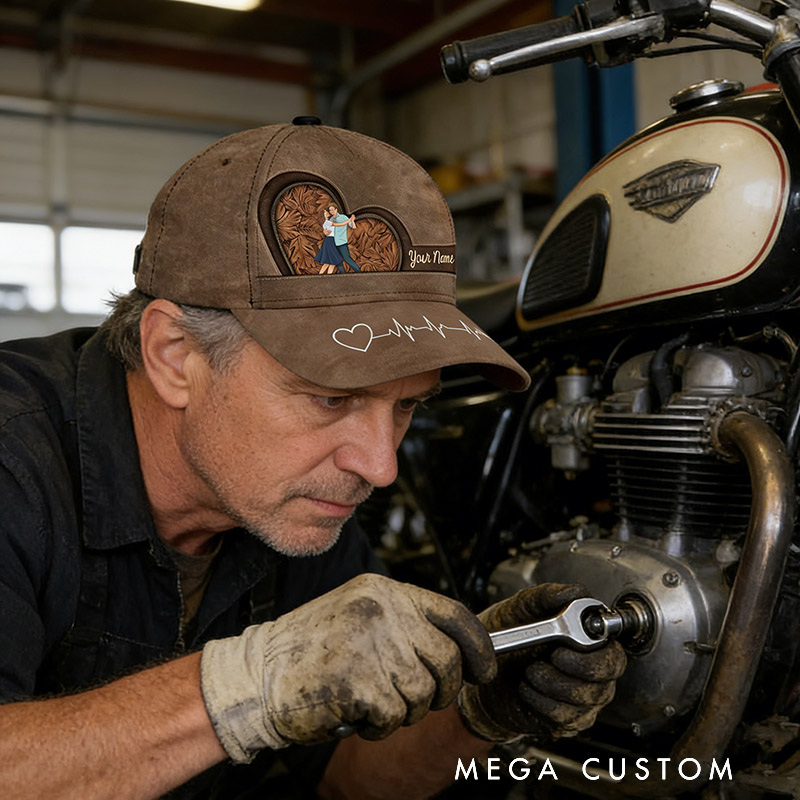 Personalized Name and Photo Cartoon Baseball Cap for Lover Family Perfect Couple Dance Lovers Custom Gift Hat with Unique Design for Valentine's Day Anniversary