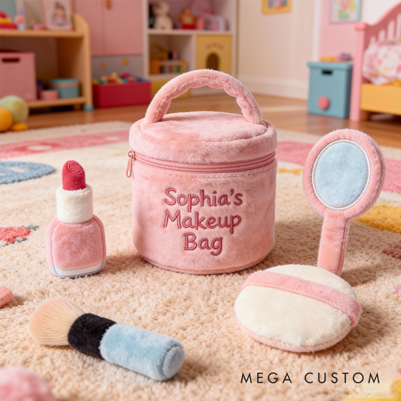 Personalized Plush Kids Makeup Bag Toy Soft, Customizable Role-Play Set for Babies & Toddlers Perfect First Gift
