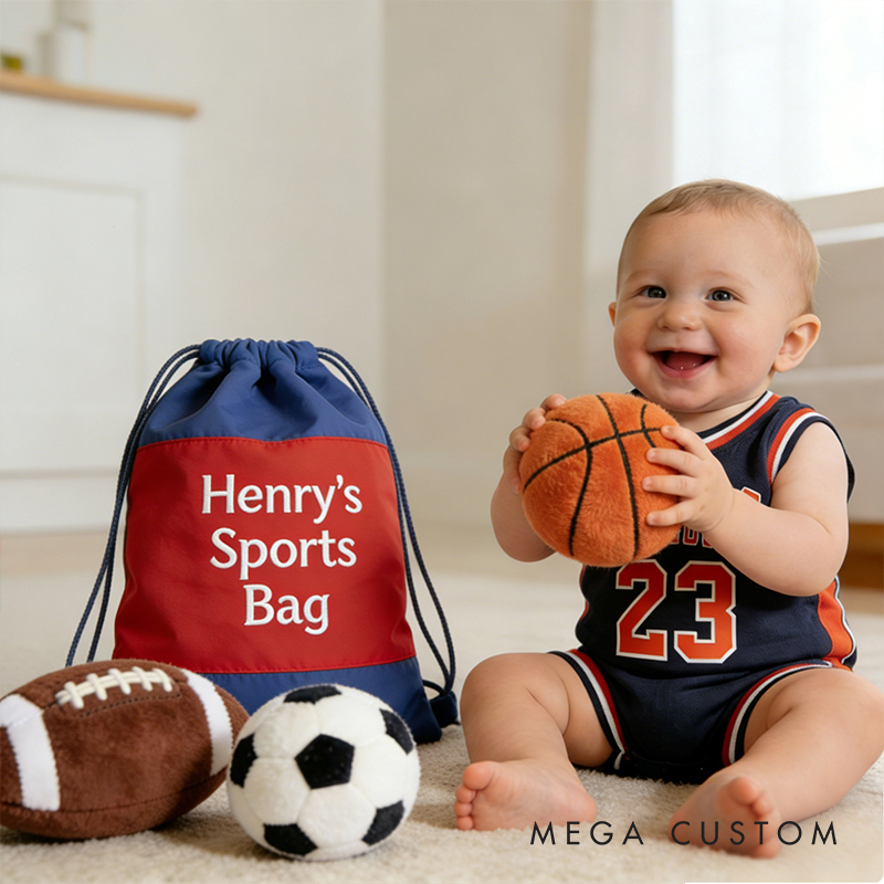 Personalized Plush Sports Toy Set Soft and Customizable Bag with Balls for Babies & Toddlers My First Sports Bag
