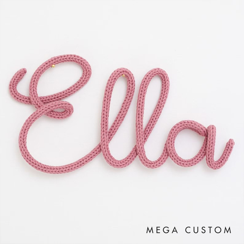 Personalized Handcrafted Yarn Knitted Wire Name Sign Custom Nursery Decor for Babies & Kids Perfect Keepsake Gift