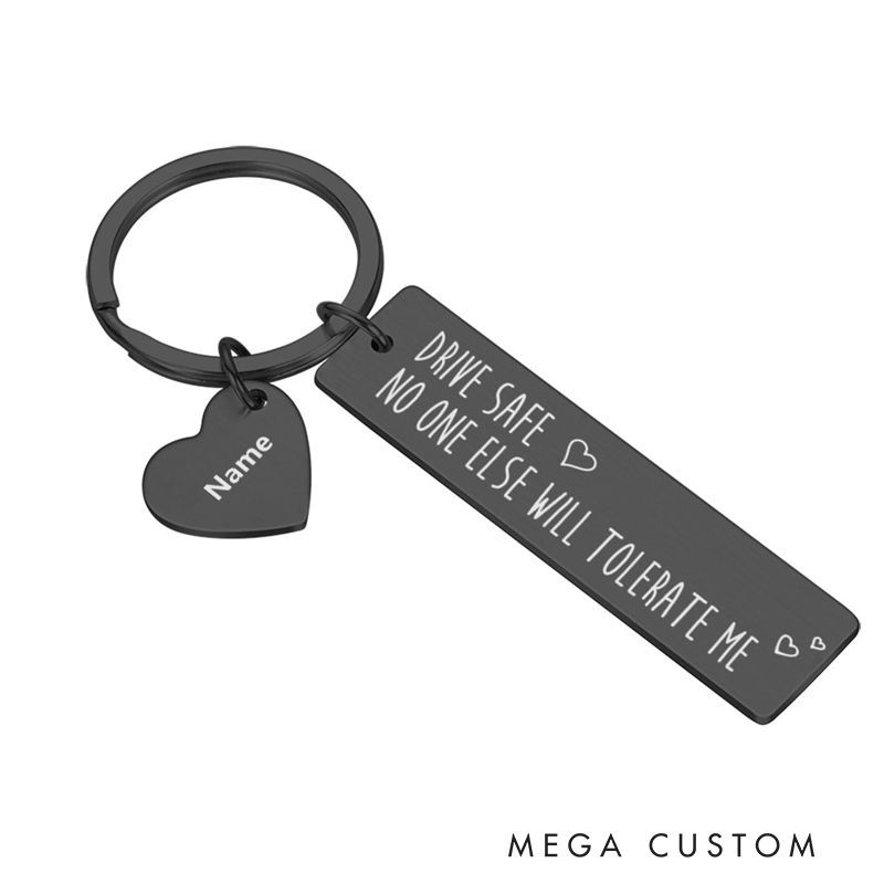 Personalized Safe Driving Keychain Custom text Meaningful Gift for Beloved