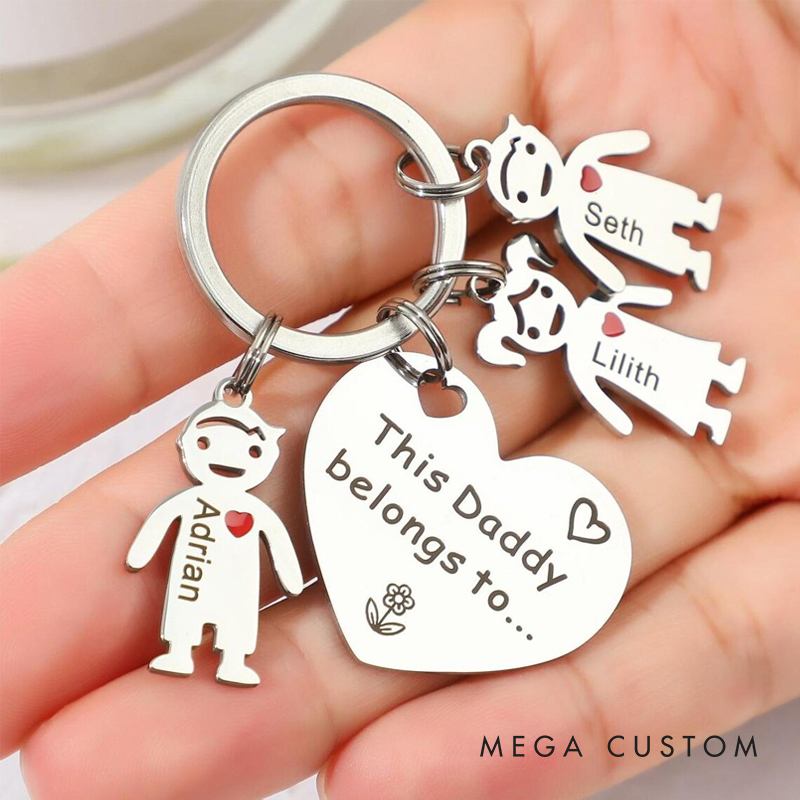 Personalized Family Keychain Custom Kids Pets Names Engraved Perfect Gift for Family Members