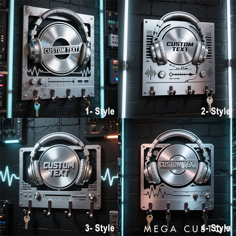 Personalized Metal Keychain with DJ Headphone Design Gift for Music Lovers