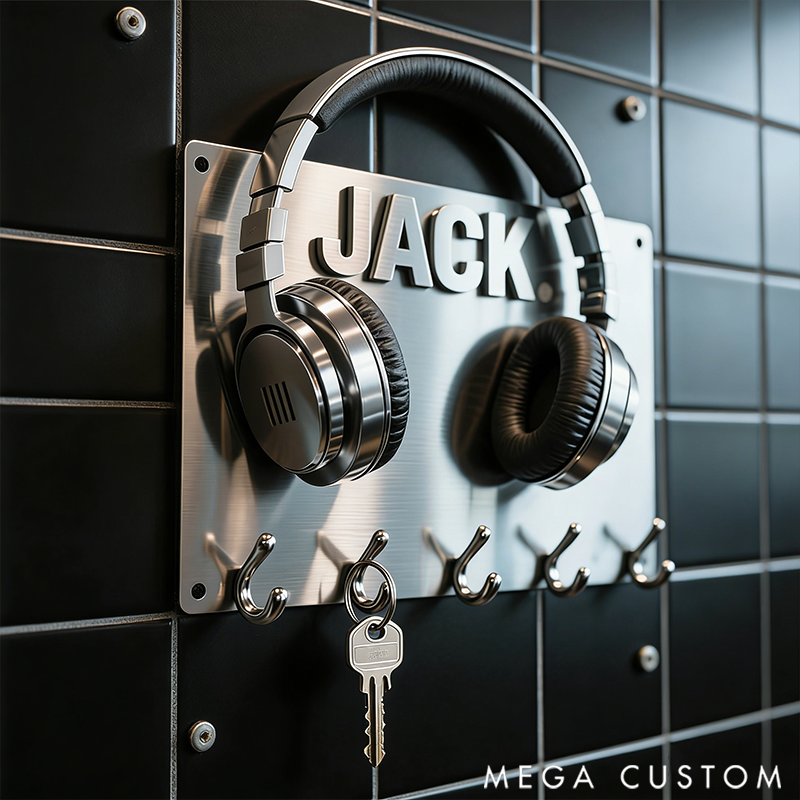Personalized Headphones Wall Hook Decoration Made of Metal Gift for Music Lovers