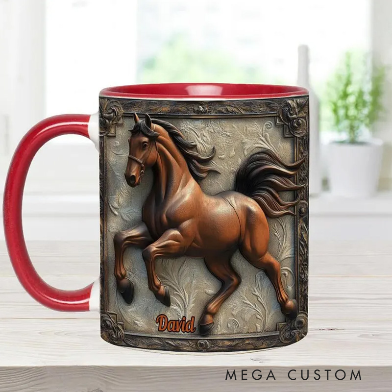 Personalized Cool Horse Custom Accent Mug Inflated Equestrian Coffee Mug for Horses Rider Equine Lover Riding Lovers