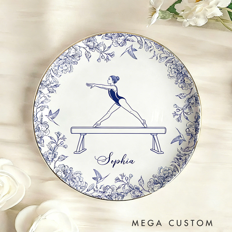 Personalized Gymnastics Girl Jewelry Dish Gymnastics Gift For Little Girls Gymnastics Coach Recital Gifts Gymnast Trinket Tray Gymnastics Team Ring Holder