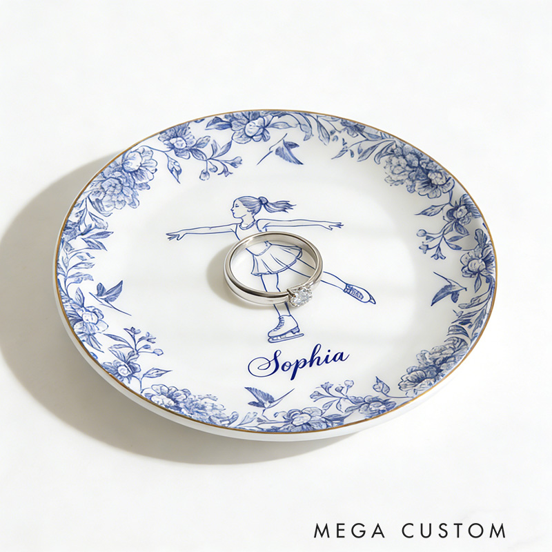 Personalized Figure Skating Girl Jewelry Dish Gift for Girls Figure Skating Coach Recital Gifts Figure Skater Trinket Tray Figure Skating Team Ring Holder
