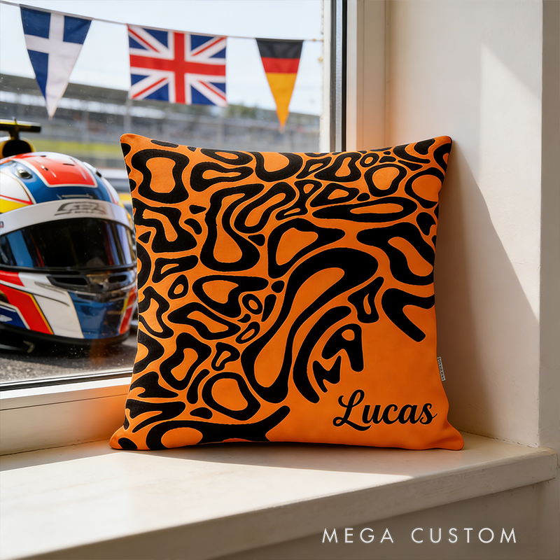 Personalized Racing Gifts Custom Name Pillow with 3D Graphic Print Choose Color Car Pattern Cushion for Racing Fans