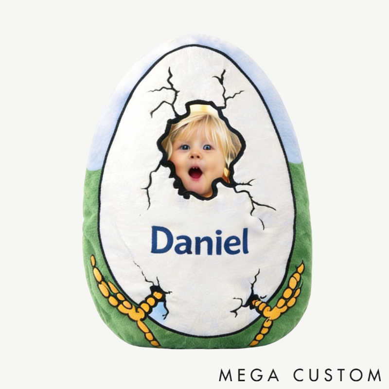 Personalized Funny Easter Egg Shaped Pillow Custom Face Photo and Name Novelty Holiday Gift for Kids