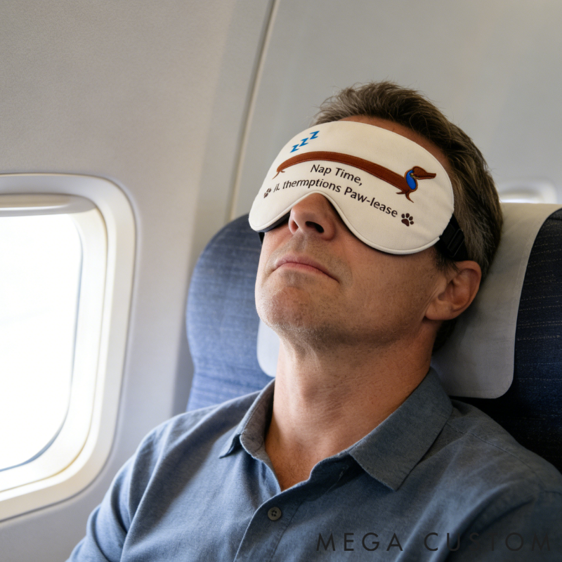 Personalized Embroidered Dachshund Humorous Sleep Mask Custom Text All Day Comfort Whimsical Sleep Pal