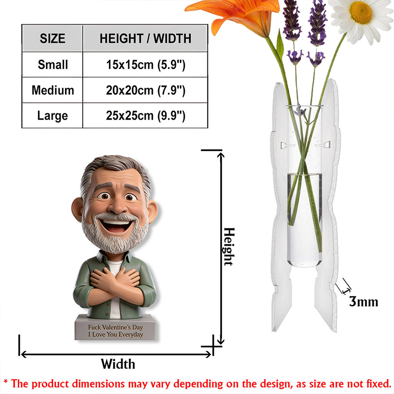 Personalized Couple Photo F*ck Valentine's Day I Love You Everyday Acrylic Flower Vase Custom Shape Man Woman Photo Portrait Vase Valentines Day Gift