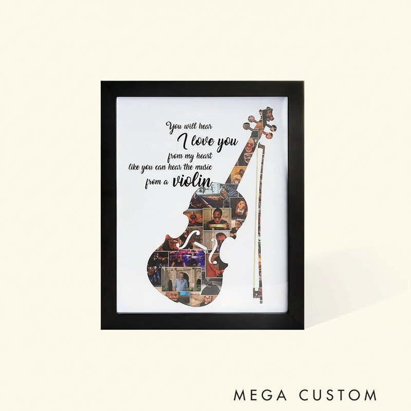 Personalized Multiple Photo Collage with Guitar Piano Other Instruments Picture Frame with Text Home Decor Birthdays Anniversaries Christmas Gifts for All Music Lovers