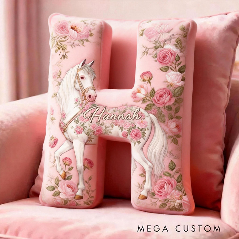 Personalized Pet Lover Funny Pink Flower Horse Graphic 3D Print Pillow