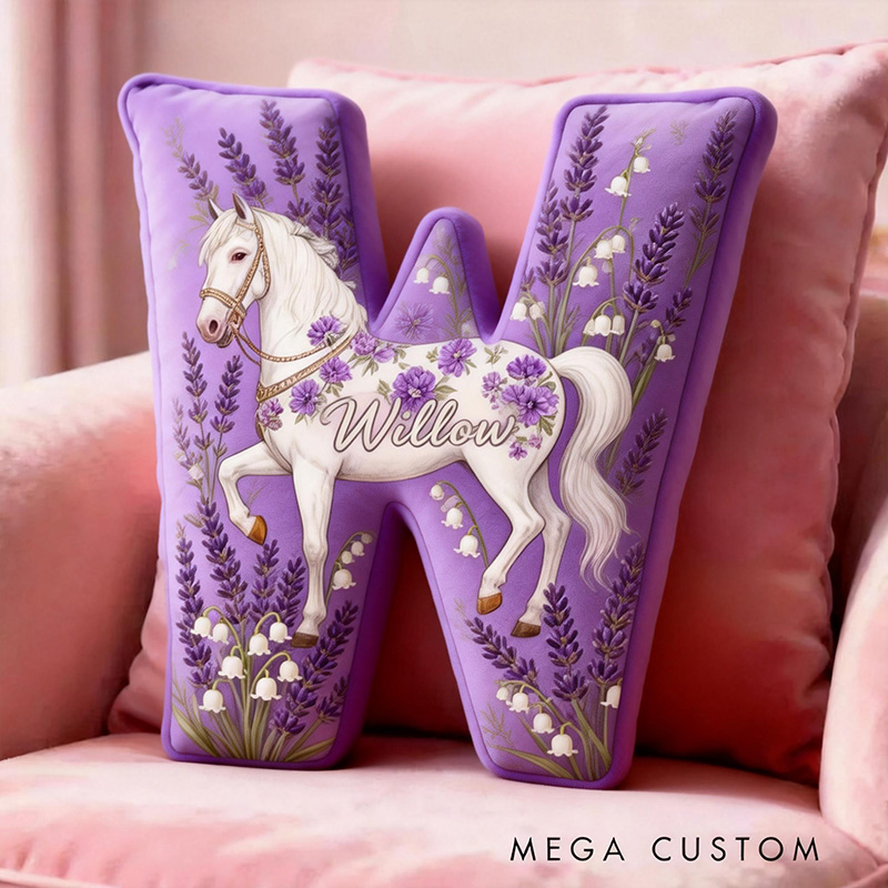 Personalized Pet Lover Purple Lavender Flower Horse Graphic 3D Print Pillow