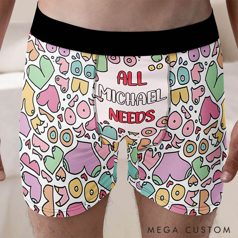 Personalized Couple All His Her Wants Matching Boxer Brief Men Women Underwear with Name Valentines Day Gift for Boyfriend Girlfriend Husband Wife