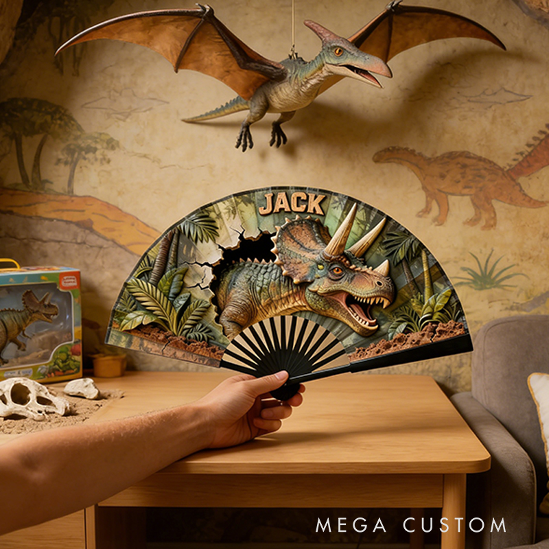 Personalized Dinosaur Pattern Fans the Perfect Gift for Children
