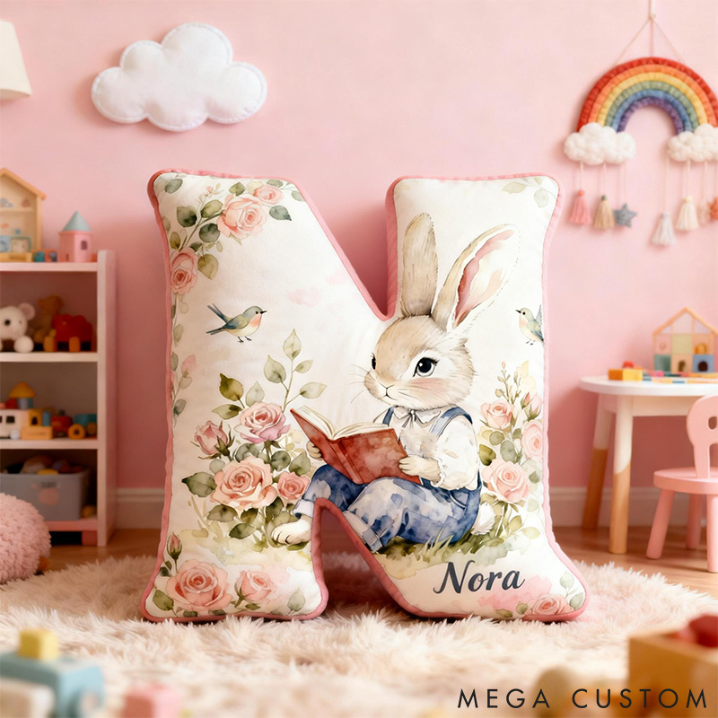 Personalized Pet Lover Funny Reading Rabbit Graphic 3D Print Pillow