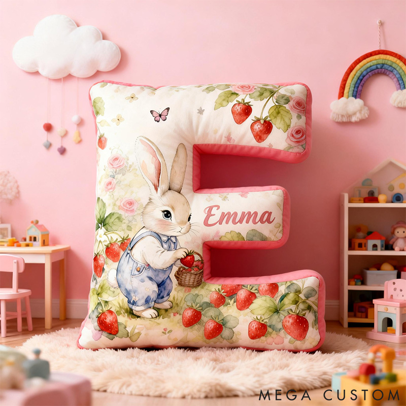 Personalized Pet Lover Funny Strawberry Picking Rabbit Graphic 3D Print Pillow