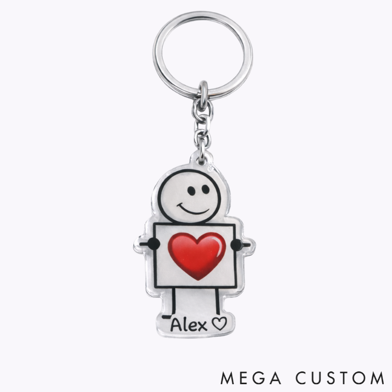 Personalized Minimalist Stick Figures Couple Keychain Custom Names Expressing Love Symbolic Holiday Gift for Couples