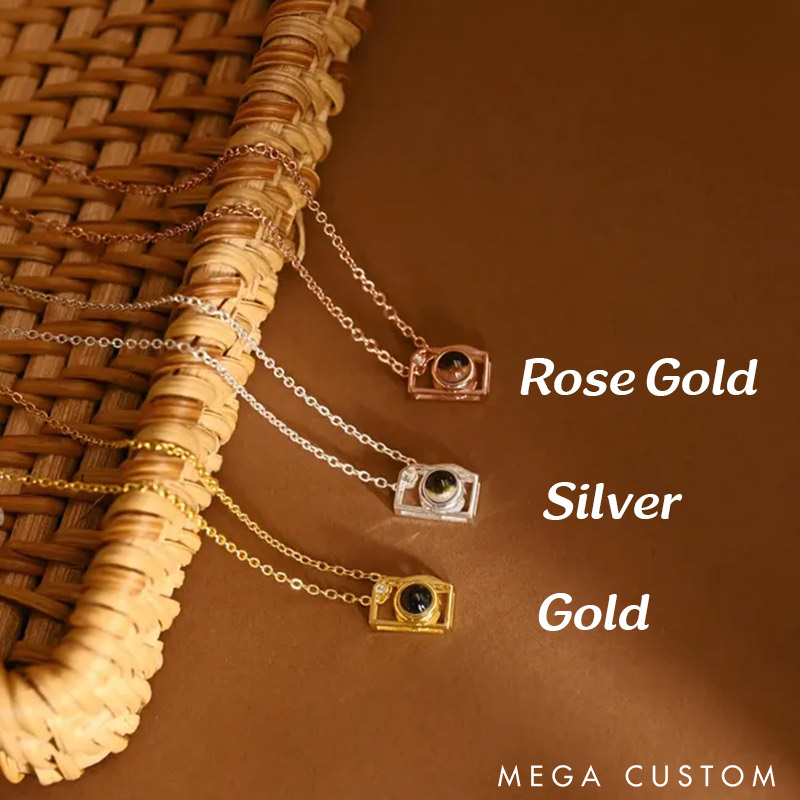 Personalized Couple Camera Projection Necklace Custom Photo Inside Necklace Chain Valentine's Day Gift for Couple Anniversary Gift for Wife for Girlfriend