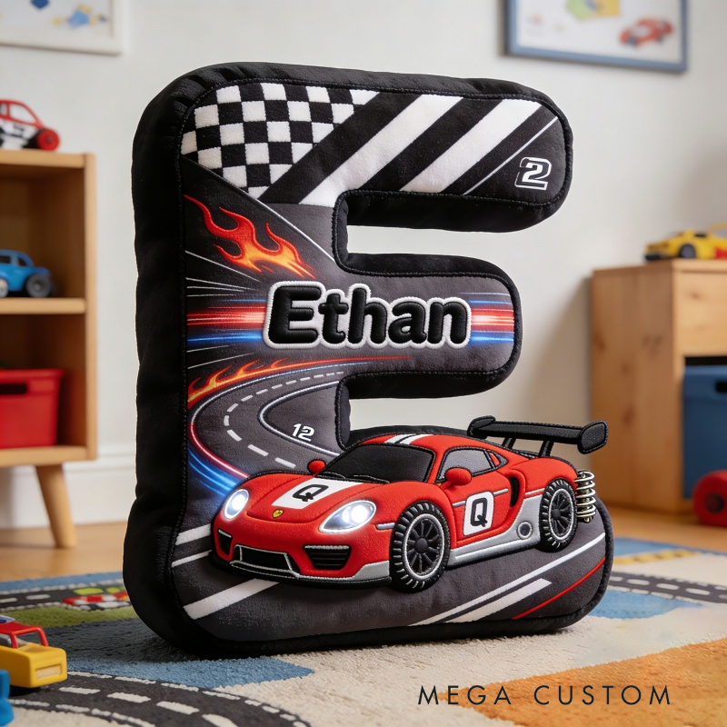 Personalized Racing Car Letter Pillow a Gift for Baby Children's Day Gift