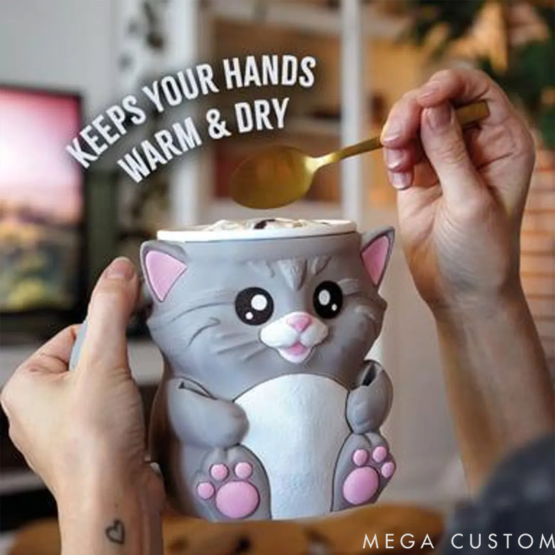 Personalized Cat Ice Cream Pint Holder 3D Printed with Spoon Slots & Snack Drawer for Pet Pet Lover For Dog Lover