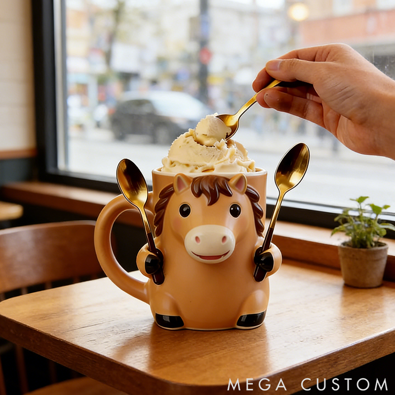Personalized Horse Lover Horse Ice Cream Pint Holder 3D Printed with Spoon Slots & Snack Drawer for Pet Pet Lover for Horse Lover